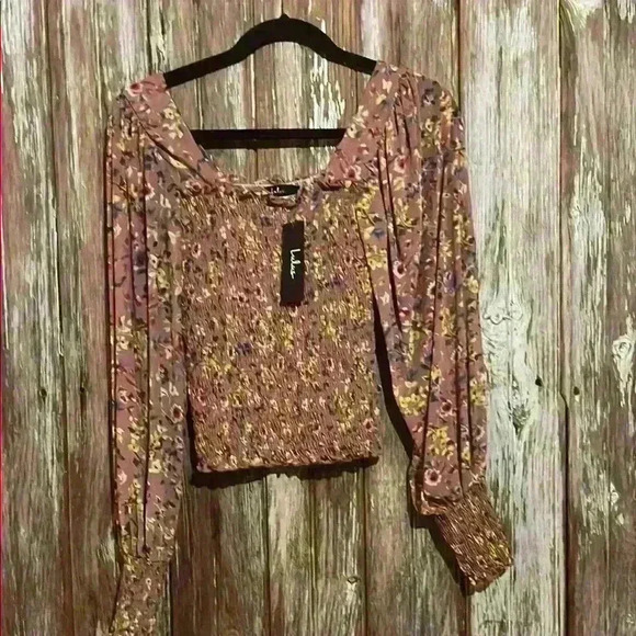 NWT Lulu's Watch Me Bloom Square Neck Billowy Sleeve Blouse - Picture 3 of 4